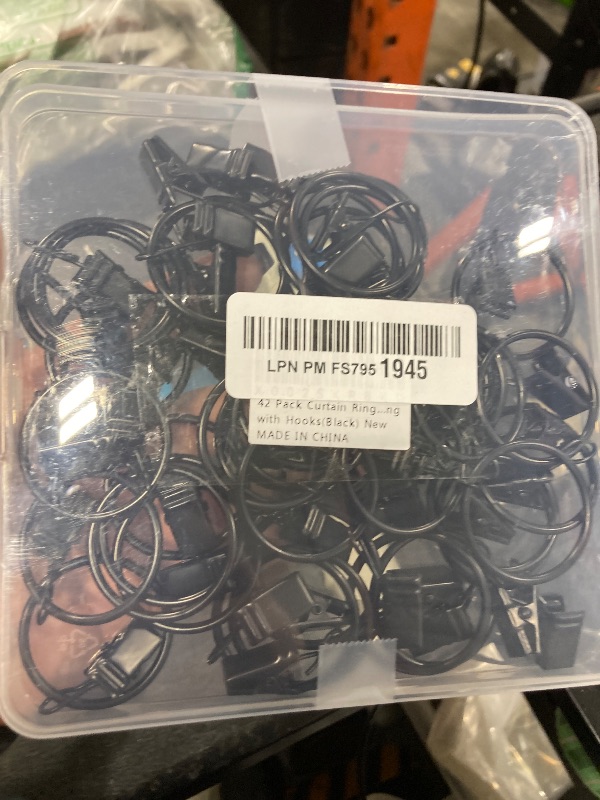 Photo 1 of 42 Pack Curtain Rings with Clips 1.26" Interior Diameter,Metal Drapery Ring with Clips Compatible with up to 1 inch Drapery Rod,Strong Vintage Decorative Rustproof Drapery Ring with Hooks(Black)