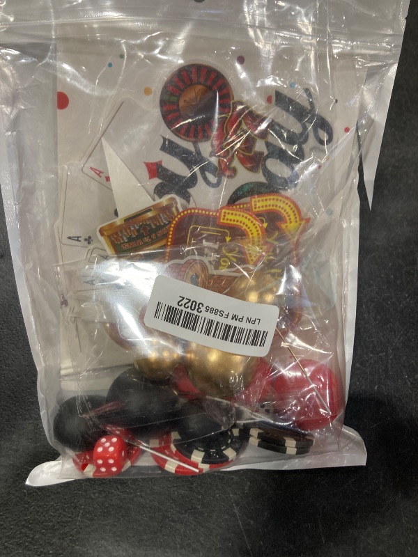 Photo 1 of 37Pcs Casino Cake Decorations, Dice, Chips, Slot Machines, Gold Coins Cupcake Toppers, Las Vegas Birthday Party Supplies