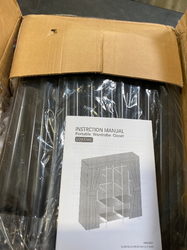 Photo 1 of LOKEME Wardrobe Closet,Portable Closet for Bedroom Steel Pipe Diameter 19mm Strong and Sturdy Black Portable Closets for Hanging Clothes with 3 Hanging rods, 6 Storage Shelves and Side Pockets