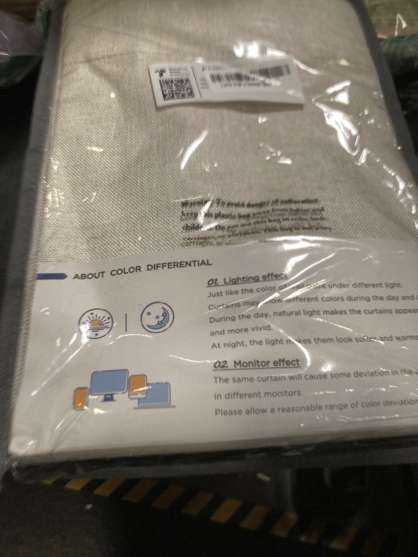 View 2 of 100% Blackout Shield Linen Blackout Curtains for Bedroom 84 Inches Long, Back Tab/Rod Pocket Living Room Drapes, Thermal Insulated Blackout Curtains 2 Panels Set, 50" W x 84" L, Cream