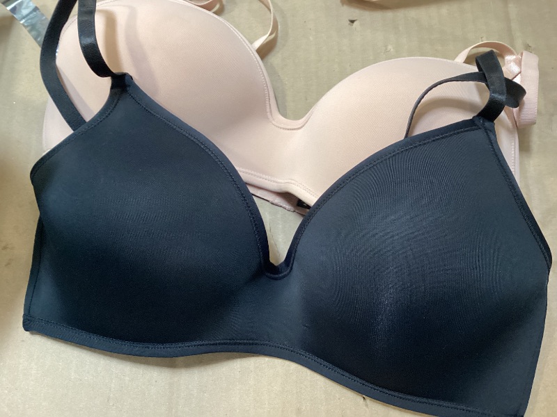 Photo 1 of 2PCS ONLY-- Wirefree Bra - Women's Flexible Soft Foam Wireless No Wire Soft Pad T Shirt Bra Value Pack (Black/Nude, 32C)