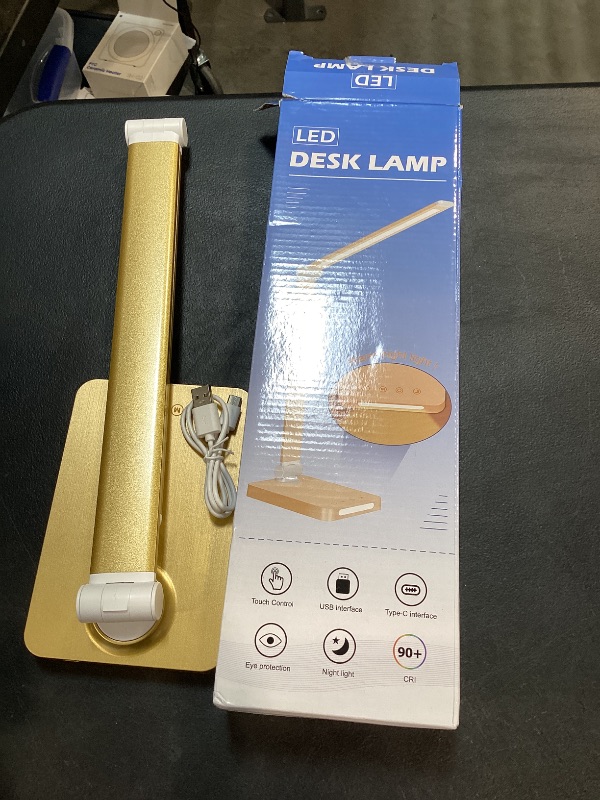 Photo 1 of LED Desk Lamp with USB Ports,Touch Desk Lamps for Home Office with 5 Color Modes,3 Brightness Desk Light with Small Night Light,Reading Lamp Table Lamp for Bedroom Bedside Study Gold ?with Adapter?