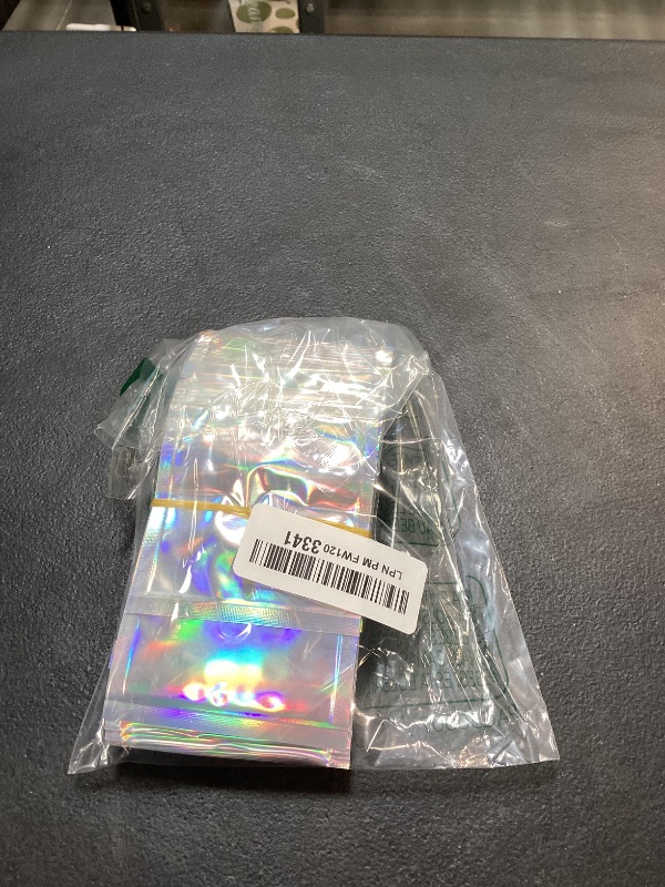 Photo 1 of 100 Pieces Mylar Smell Proof Bags - 3x4 Inch Resealable Bags, Flat Clear Food Storage Plastic Packaging for Party Favor Food Storage (Holographic Color, 3x4 Inch)