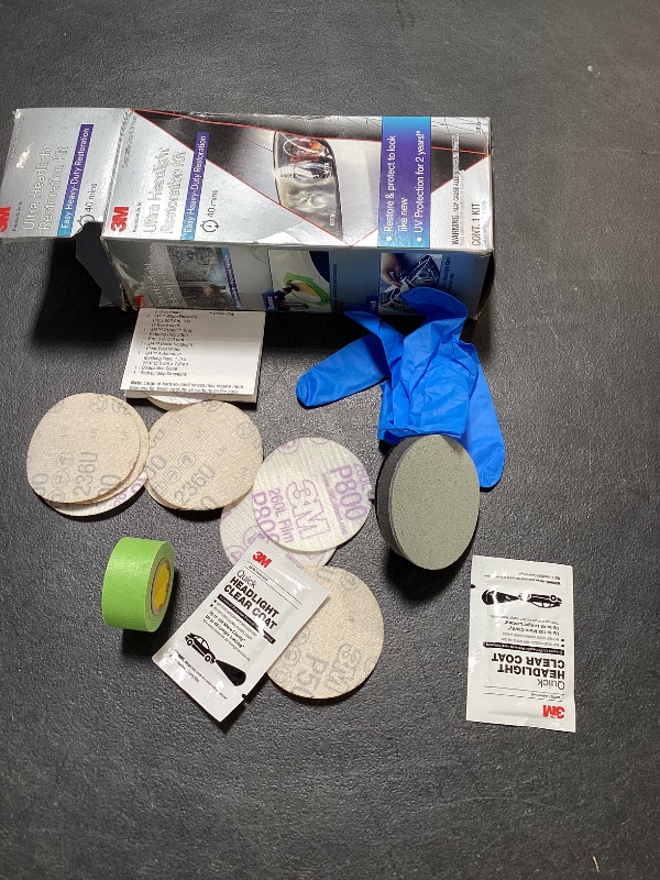 Photo 1 of 3M Ultra Headlight Restoration Kit, Contains Masking Tape, Light Sanding Discs, Wax Protectant and More, Use on Plastic Lenses Headlights, Taillights and More, Easy Heavy-Duty Restoration (39195)
