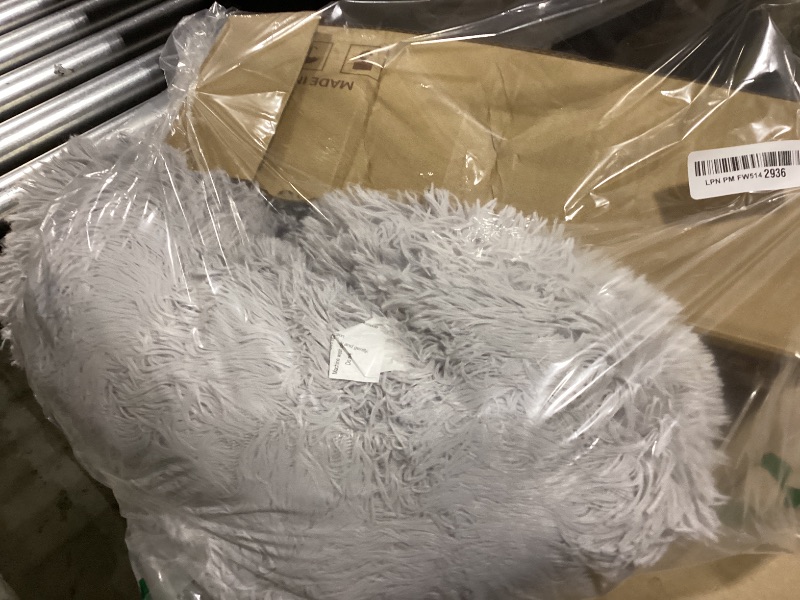 Photo 1 of WESTERN HOME WH Calming Dog & Cat Bed, Round Soft Anti-Anxiety Donut Cuddler Warming Cozy Fluffy Faux Fur Plush Cushion Bed for Small Medium Dogs and Cats (20"/24"/27"/30"), Smoke Grey