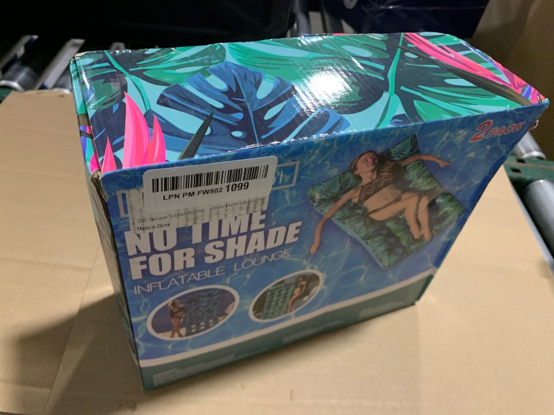 Photo 1 of 2 Pack Inflatable Pool Floats Adult Heavy Duty Pool Lounger Float Pool Rafts with Headrest Drink Holder Lake Floats Tanning Pool Lounger for Swimming Pools Party Beach