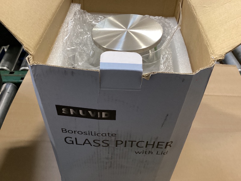 Photo 1 of 1 Gallon thickened Glass Pitcher with Lid and Spout, Borosilicate Glass Carafe for Hot/Cold Drink, Water Pitchers for Fridge, Extra Large Jug with Handle for Iced Tea, Coffee,Juice,Homemade Beverage