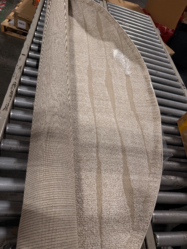 Photo 1 of *****CIRCULAR RUG***** ***REFERENCE PICTURE**** ***DIRTY**** Loloi Chris Loves Julia Calvin Collection CLV-02 Ivory/Oatmeal 7'-10" x 7'-10" Round Area Rug Checkered Neutral Soft Living Room Bedroom Carpet