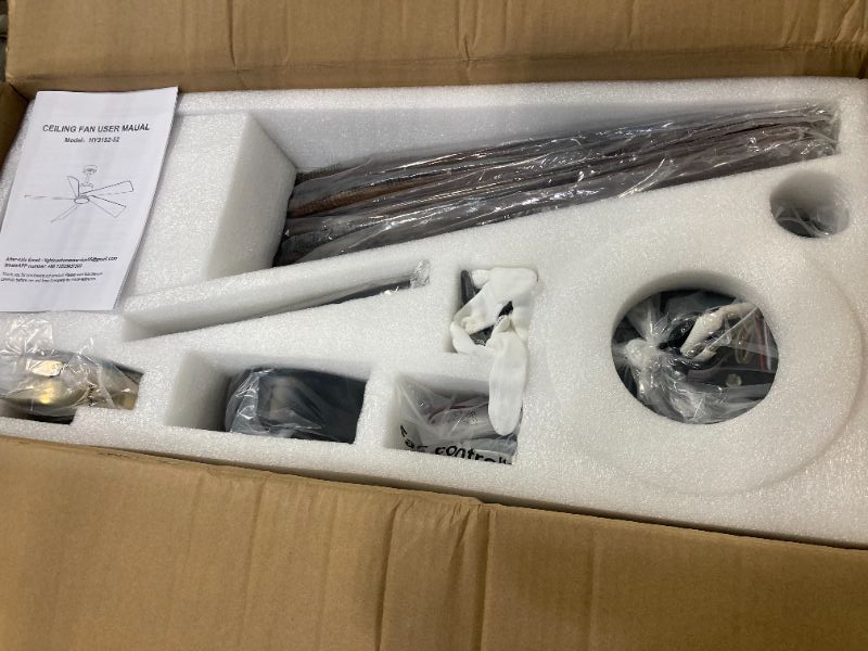 Photo 1 of TXCSLY 52'' Ceiling Fans with Lights, Modern Ceiling Fan with Remote Control, Indoor Outdoor Ceiling Fan for Living Room,Bedroom 5 Blade 3 Color Tempearture (Walnut)