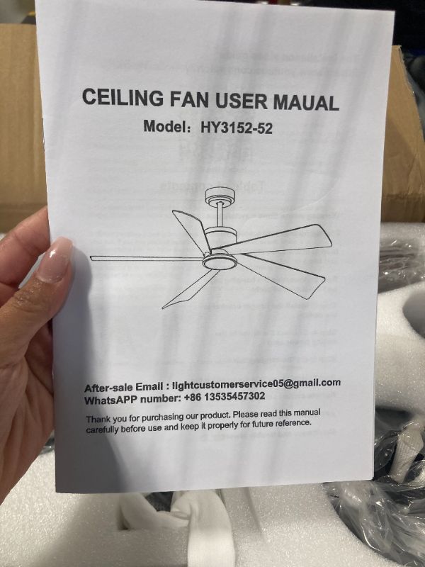 Photo 1 of TXCSLY 52'' Ceiling Fans with Lights, Modern Ceiling Fan with Remote Control, Indoor Outdoor Ceiling Fan for Living Room,Bedroom 5 Blade 3 Color Tempearture (Walnut)