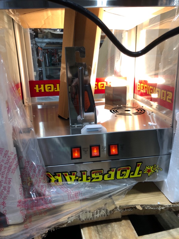 Photo 1 of ********It turns on perfectly.*********** Top Star Popcorn Machine - 12oz Stainless-Steel Kettle, Reject Kernel Tray, Warming Light, and Accessories by Great Northern Popcorn (Red and Yellow)