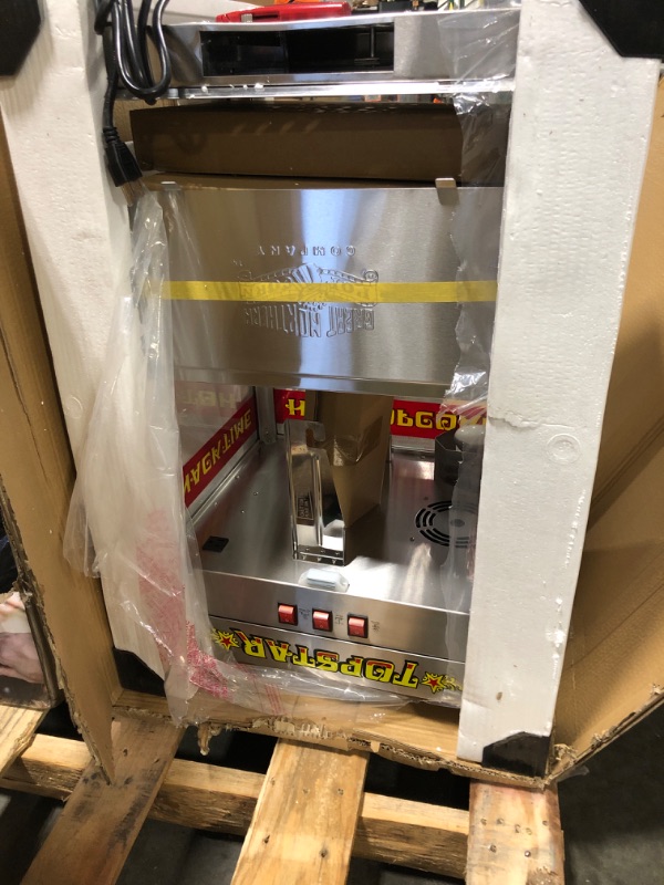 Photo 1 of ********It turns on perfectly.*********** Top Star Popcorn Machine - 12oz Stainless-Steel Kettle, Reject Kernel Tray, Warming Light, and Accessories by Great Northern Popcorn (Red and Yellow)