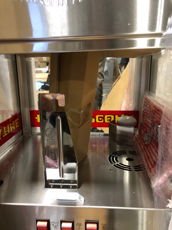 Photo 1 of ********It turns on perfectly.*********** Top Star Popcorn Machine - 12oz Stainless-Steel Kettle, Reject Kernel Tray, Warming Light, and Accessories by Great Northern Popcorn (Red and Yellow)