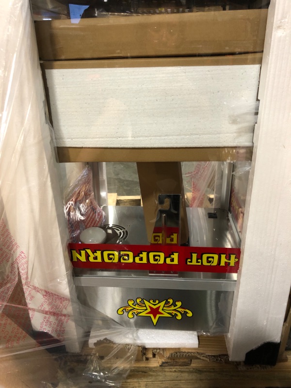 Photo 1 of ********It turns on perfectly.*********** Top Star Popcorn Machine - 12oz Stainless-Steel Kettle, Reject Kernel Tray, Warming Light, and Accessories by Great Northern Popcorn (Red and Yellow)