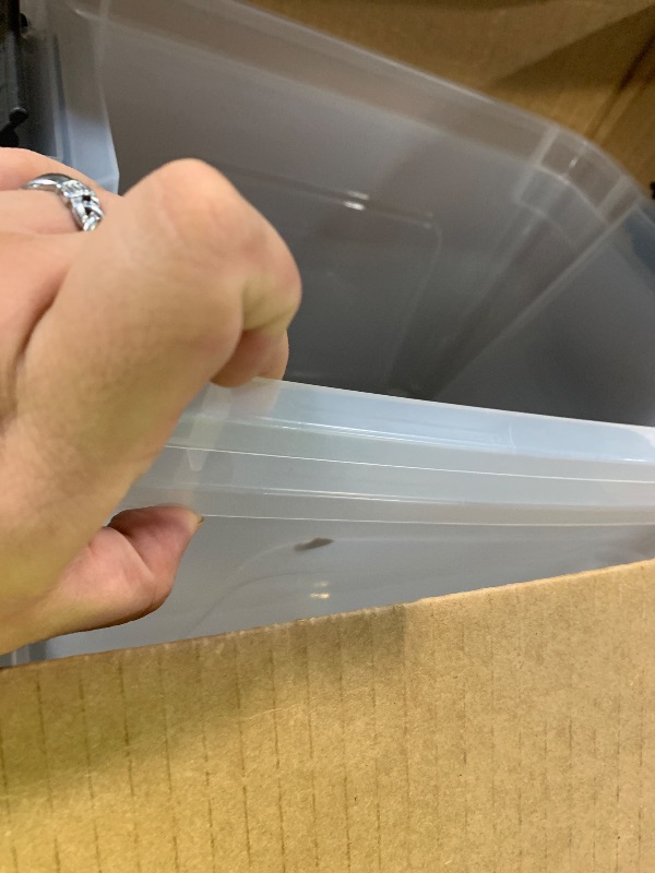 Photo 1 of ****SOME MAY BE CRACKED****IRIS USA 19 QT Plastic Storage Box with Lid and Latches - 6 Pack - BPA-Free, See-Through Organizing Solution, Durable Nestable Stackable Containers, Secure Pull Handle - Clear