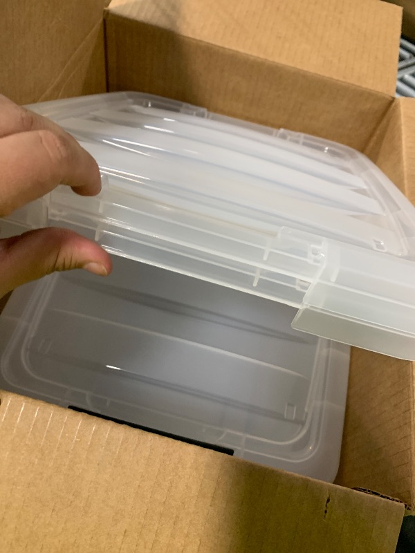 Photo 1 of ****SOME MAY BE CRACKED****IRIS USA 19 QT Plastic Storage Box with Lid and Latches - 6 Pack - BPA-Free, See-Through Organizing Solution, Durable Nestable Stackable Containers, Secure Pull Handle - Clear