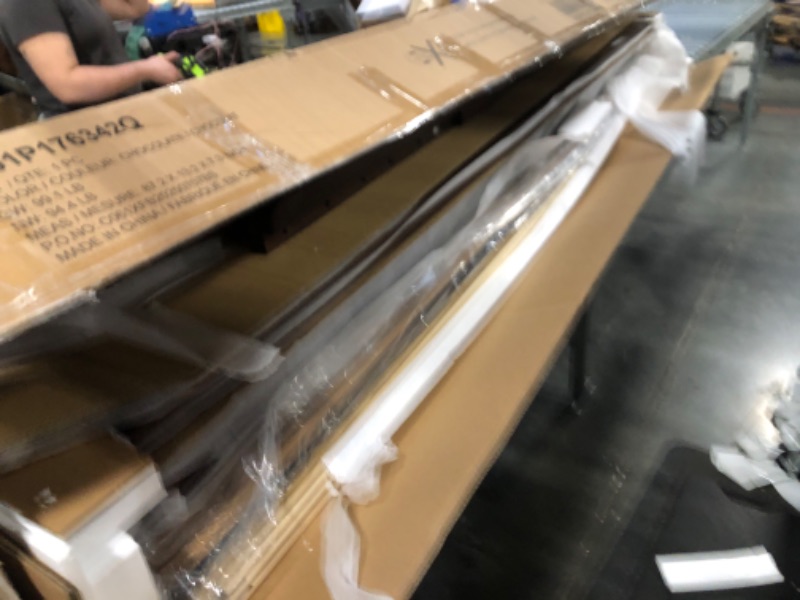 Photo 7 of Merax King Size Bamboo Platform Bed, Mid-Century Modern Bed Frame with Tall Headboard, Solid Sustainable Bedframe King-Size, Wood Slat Support, No Box Spring Needed, Easy Assembly, Espresso