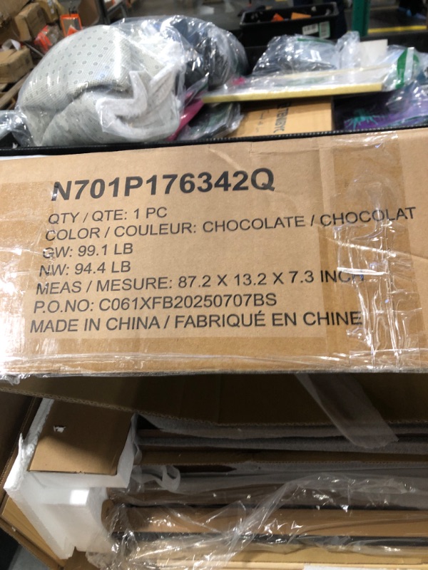 Photo 6 of Merax King Size Bamboo Platform Bed, Mid-Century Modern Bed Frame with Tall Headboard, Solid Sustainable Bedframe King-Size, Wood Slat Support, No Box Spring Needed, Easy Assembly, Espresso