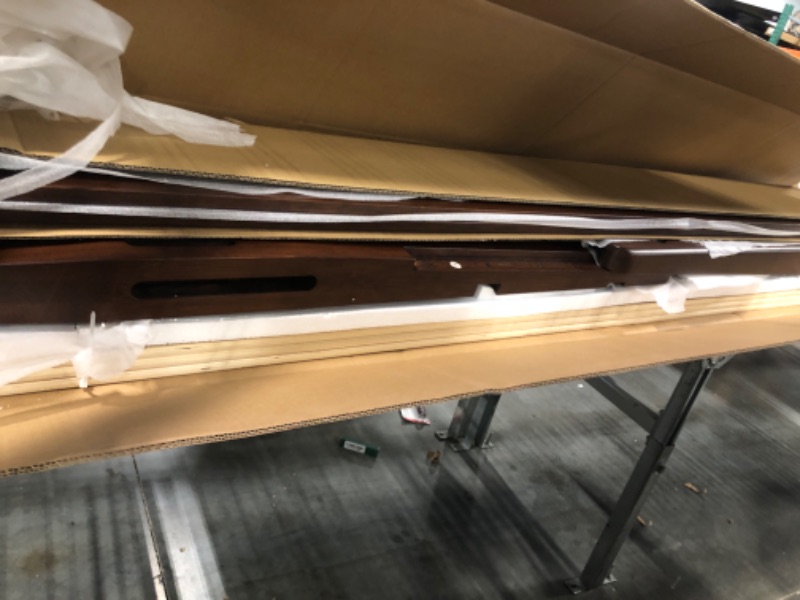 Photo 5 of Merax King Size Bamboo Platform Bed, Mid-Century Modern Bed Frame with Tall Headboard, Solid Sustainable Bedframe King-Size, Wood Slat Support, No Box Spring Needed, Easy Assembly, Espresso