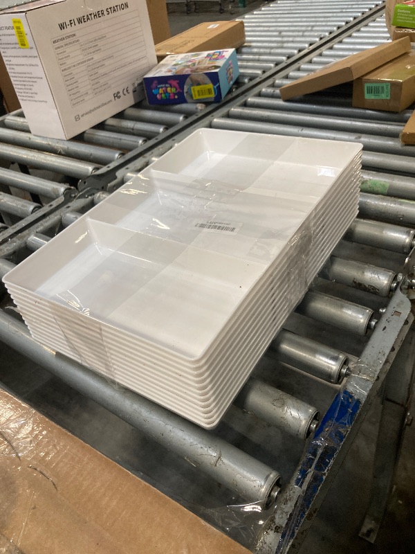 Photo 1 of *MINOR DAMAGE - See Clerk Notes*
US Acrylic Avant White Plastic Divided Serving Trays (Set of 3) 15” x 10” | Large Reusable 3-Section Party Platters | Serve Appetizers, Fruit, Veggies, & Desserts | BPA-Free & Made in USA