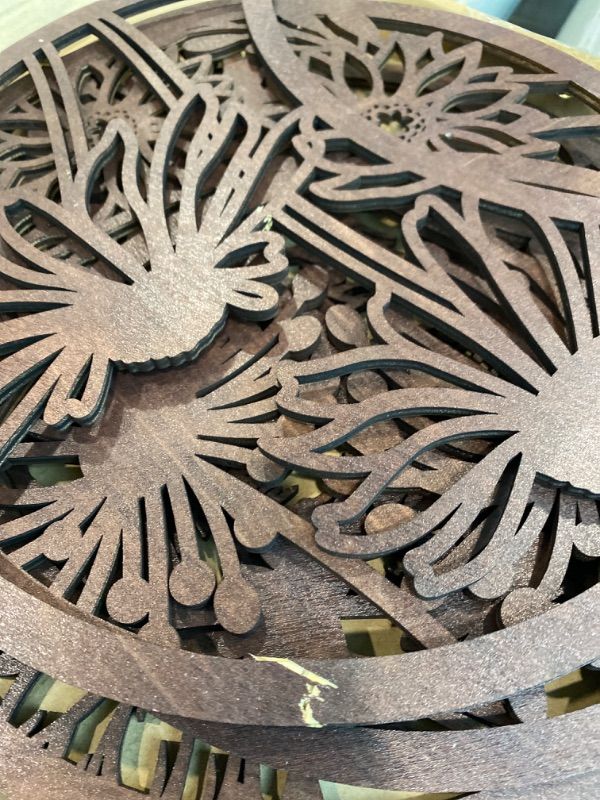 Photo 1 of ***MINOR DAMAGE*** Jetec 5 Pcs Moon Phase Wall Hanging Decor Art Above Bed 10.6" H Boho Moon Phase Wood Wall Pediment Ornament for Living Room Bedroom Home Decoration Room Apartment Bar(Brown)