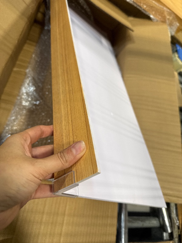 Photo 1 of ***ONLY ONE *** Hoolerry 1 Pc 30 x 12 Inch Foamed PVC Wire Rack Covers for Removable Closet Decoration(Not Wood) Don't Bear Too Much Weight Pantry Shelves Covers for Bathroom Kitchen Shelving(Wooden Color)