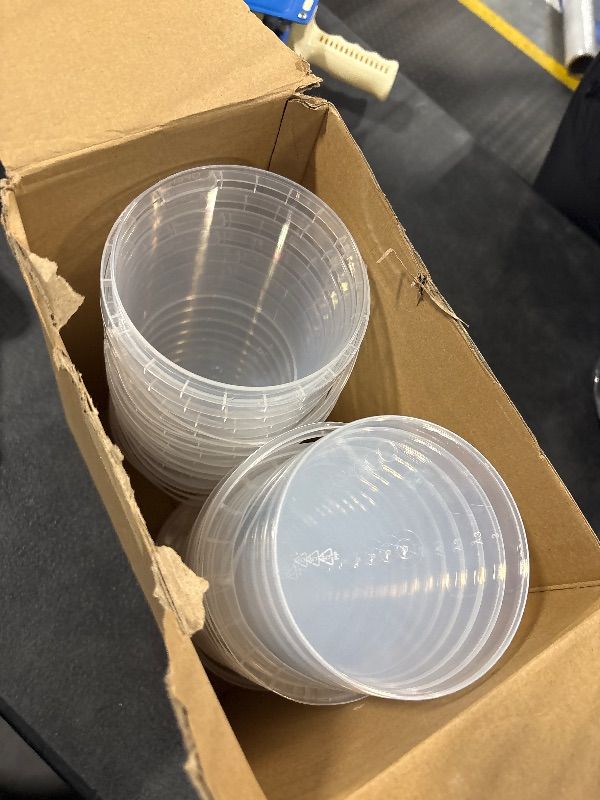 Photo 1 of **PARTIAL SET** PerKoop 20 Pcs 32 oz Ice Cream Buckets with Lids and Handles Clear Cocktail Rum Buckets with Stickers Plastic Transparent Tub Reusable Food Storage Containers for Parties(Santa)