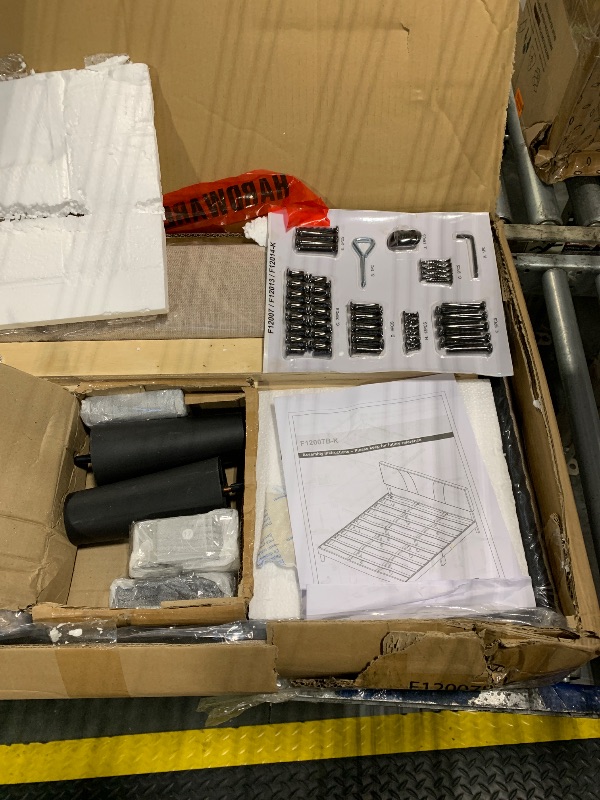 Photo 1 of ***Damaged Packaging*** Novilla King Size Bed Frame with Adjustable Headboard Platform King Bed Frame Linen Fabric Upholstered Headboard, No Box Spring Needed, Noise-Free, Wooden Slats Support, Easy Assembly, Beige