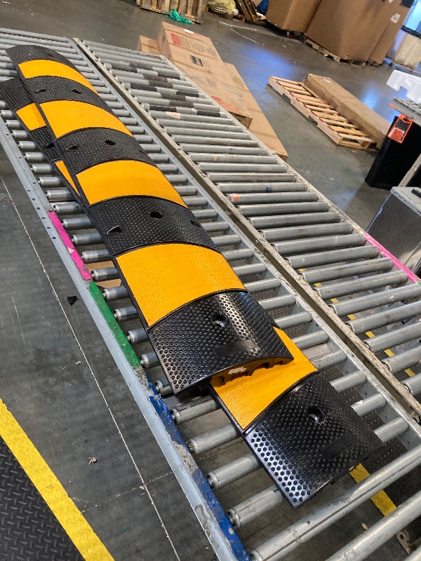 Photo 1 of ***No Hardware*** VEVOR Rubber Speed Bump (2 Pack) - 6 FT Heavy Duty 22,000 lbs Capacity for Road & Driveway, 72.8" x 12.2" x 2.2" Modular Traffic Hump, 2 Channel Floor Cord Cover for Asphalt, Concrete, Gravel