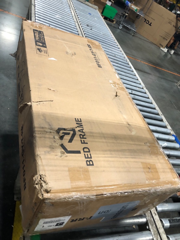 Photo 1 of ** NEW***Rolanstar Twin Bed Frame with LED Lights and Charging Station, Upholstered Bed with Drawers, Wooden Slats, Noise Free, Easy Assembly, Dark Gray