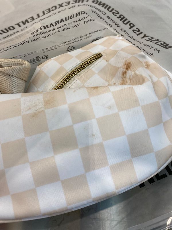Photo 1 of **MINOR DAMAGE - See clerk notes**
Spacious Checkered Nylon Crossbody Bag Bum Bag Checkered Handbags Wallets for Women (beige checkered)