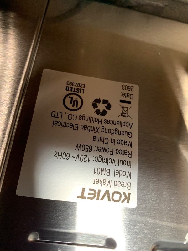 Photo 1 of ** USED/ DAMAGE MINOR*** KOVIET 25-in-1 Bread Maker Machine with Automatic Dual Dispenser, 2LB Stainless Steel Breadmaker with Gluten-Free, Dough, Jam, Yogurt etc Settings, Silver