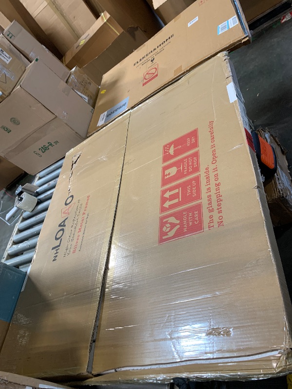 Photo 1 of ** NEW**LOAAO 40X36 Inch Brushed Nickel Bathroom Mirror, Rounded Rectangle Silver Metal Frame Mirror, Brushed Nickel, Anti-Rust, Shatter Proof, Hangs Horizontally or Vertically