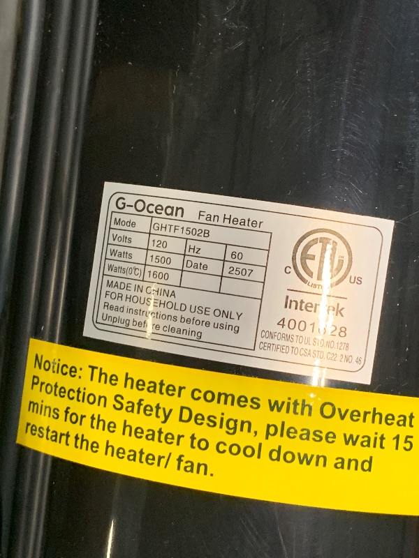 Photo 1 of ** USED/ UNTESTED** Space Heater, 34" Space Heater for Large Room with Remote, 1500W Tower Heater with 12H Timer, 70° Oscillating, Adjustable Thermostat, Overheating & Tip-over Protection, Indoor Use, Black