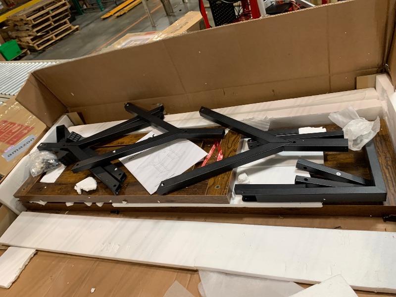 Photo 1 of ** VERY USED/ UNTESTED**Huuger 47.2 Inch Entryway Table, Industrial Console Sofa Table, 3 Tier Accent Table, for Entry, Hallway, Entrance, Foyer, Y-Shaped Metal Base, Rustic Brown