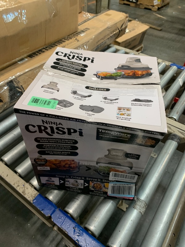 Photo 1 of ** VERY USED/ UNTESTED*** Ninja Crispi Air Fryer, Microwave, Freezer & Dishwasher Safe, Non Toxic Glass Portable Cooking System, 4 QT & 6 Cup Glass Containers with Storage Lids, Easy Meals, Air Fry, Bake, Stone, FN101ST