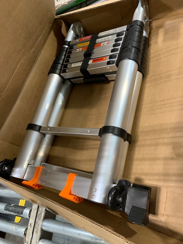 Photo 1 of ** VERY USED/ UNTESTED** DEZEX Telescoping Ladder A Frame 16.5 FT,Aluminum Extension Ladder with Balance Bar,Wheels and 2 Triangle Stabilizers,330lbs Capacity Collapsible Telescopic Foldable Ladder for Home Outdoor