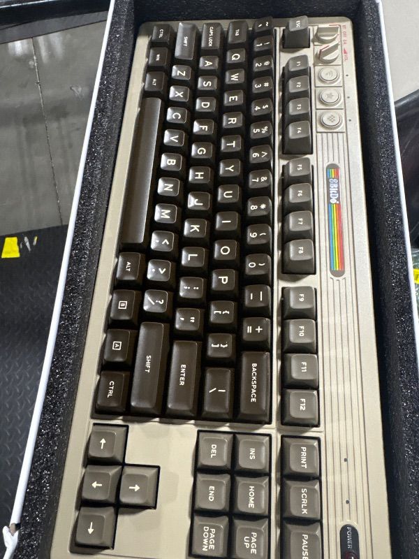 Photo 1 of **KEY BOARD ONLY**
8BitDo Retro Mechanical Keyboard, Bluetooth/2.4G/USB-C Hot Swappable Gaming Keyboard with 87 Keys, Dual Super Buttons and Super Stick for Windows and Android - C64 Edition