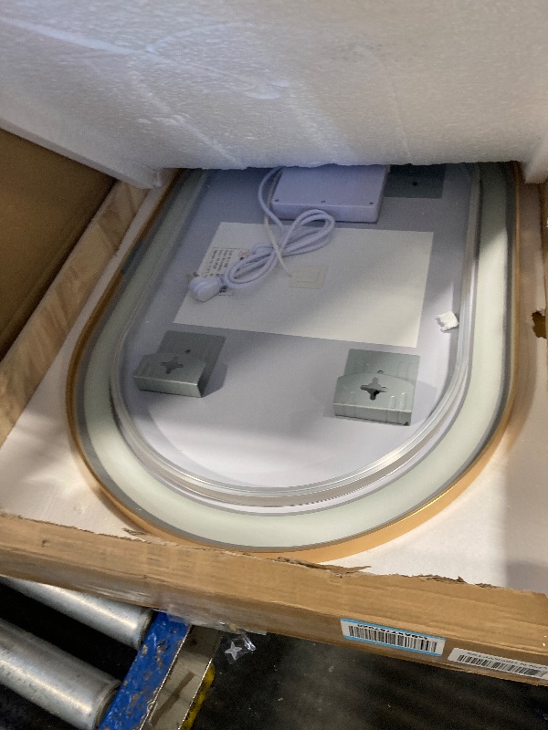 Photo 1 of Niccy Oval LED Mirror for Bathroom, 32x20 Front Lit + Backlit Vanity Mirrors with Light Anti-Fog, Shatter-Proof, Makeup Mirror with Gold Frame (Horizontal/Vertical)