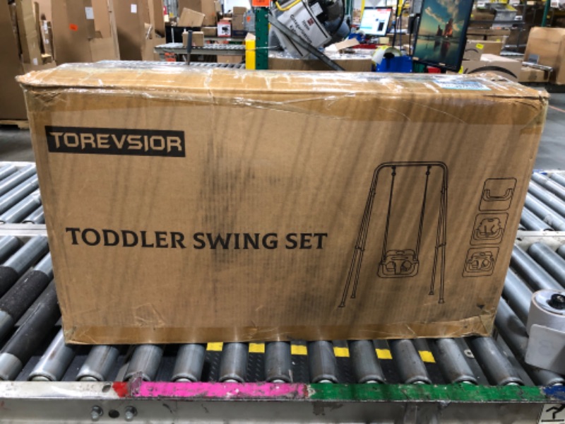 Photo 1 of ****Missing hardware****Upgraded Toddler Swing with Tray, Baby Swing Outdoor with Detachable Design, Safety Belt, Foldable Frame for Outdoor & Indoor Use