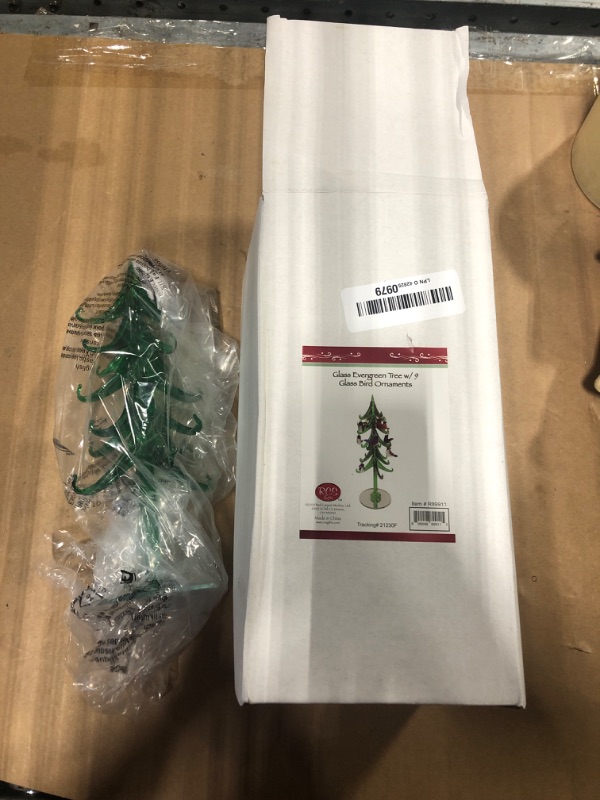Photo 1 of **** MISSING BIRD ORNAMENT *** Red Carpet Studios Miniature Glass Christmas Tree with 9 Bird Ornaments, 9.5-Inches