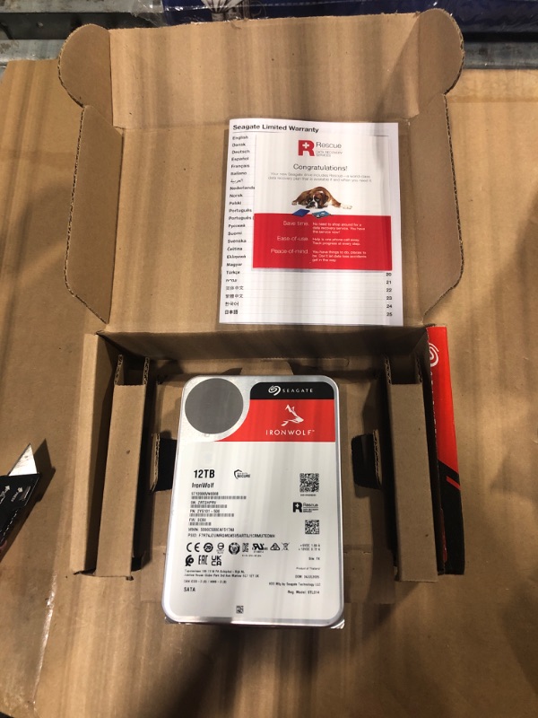 Photo 1 of **** S/N ZRT2HPRV **** Seagate IronWolf 12TB NAS Internal Hard Drive HDD – CMR 3.5 Inch SATA 6Gb/s 7200 RPM 256MB Cache for RAID Network Attached Storage (ST12000VNZ008/ST12000VN0008)