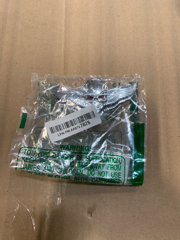 Photo 1 of **** ONLY 2 *** 4PCS Big and Small 3D Skeleton Skull Emblem Car Badge Sticker Side Rear Front Hood Trunk Door Bumper Metal Badge (Silver Red Eyes)