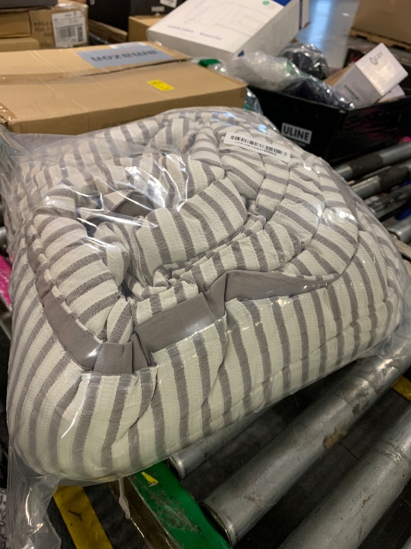 Photo 1 of *MINOR DAMAGE - USED*
Comforter Queen Set Striped Grey 100% Soft Washed Microfiber Jacquard 3 Pieces Striped Bedding Sets Grey White Comforter Queen for All Seasons and 2 Pillowcases Comfort Breathable