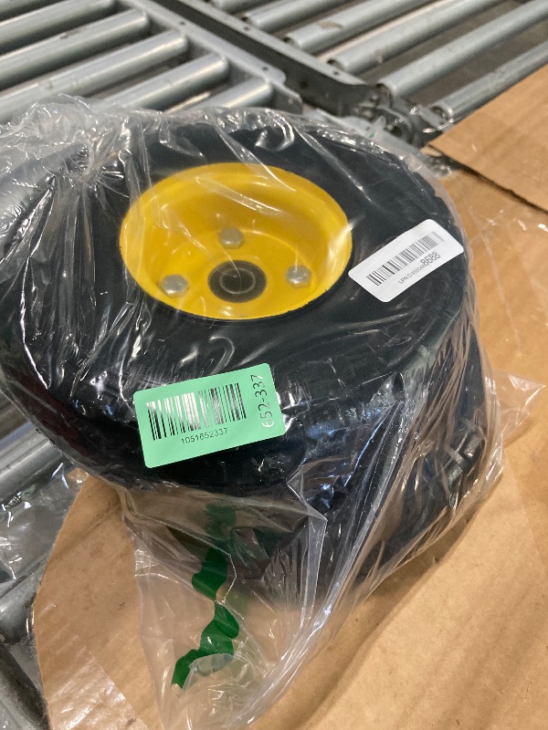 Photo 1 of (2-Pack) 10-Inch Solid Tire Wheels - Replacement 4.10/3.50-4" Flat Free Tires and Wheels with 5/8" Axle Bore Hole Bearings, 2.17" Offset Hub -Perfect for Hand Truck, Wheelbarrow, Gorilla Carts