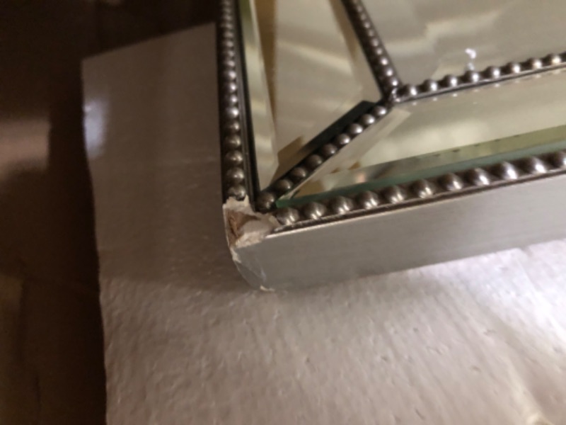 Photo 1 of **SMALL DAMAGE**Metro Beaded Wooden Frame Bathroom Mirror 24"x36" Large Framed Deco Wall Mirror with Angled Beveled Frame for Living Room Entryways, Washrooms (#RFM2436S)