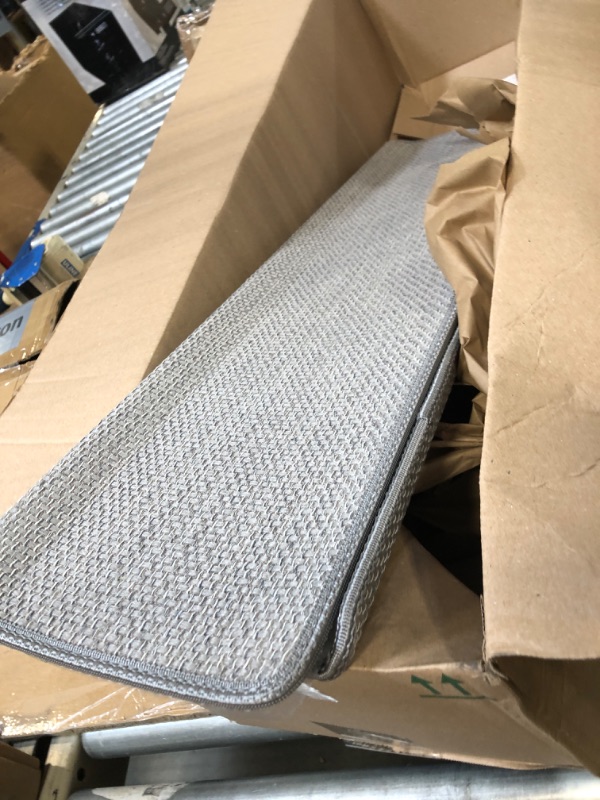 View 2 of **2 PCS**SMILOOL Bullnose Carpet Stair Treads Non Slip for Wooden Steps Indoor, 9.5" x 35" 2 Pieces, Extra Wide Bull Nose Carpet Runners for Wood Stairs, Step Covers, Stair Tread Rugs, Washable, Light Grey