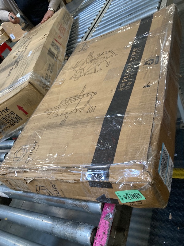 Photo 1 of **DAMAGE**PICNIC TIME Sports Chair with Side Table, Outdoor Foldable Padded Adult Camping Chairs with Cup and Accessory Panel for Lawn, Beach, & Sports Use for Adults, up to 300-lbs Capacity, (Red)