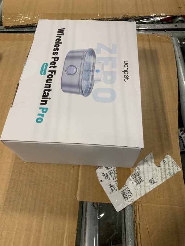 Photo 1 of **UNTESTED**
uahpet Wireless Cat Water Fountain Stainless Steel Pro, External Pump Battery Operated Pet Waterer, Dog Drinking Dispenser with Water Level Window, 67oz/2L