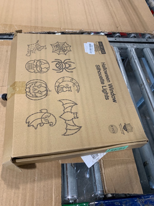 Photo 1 of  Halloween Decorations - 16" Halloween Window Silhouette Lights Decorations - 4 Pack Colour Lighted Spider Web & Bats & Witch & Spider for Holiday Indoor and Outdoor Wall Door Window Decorate